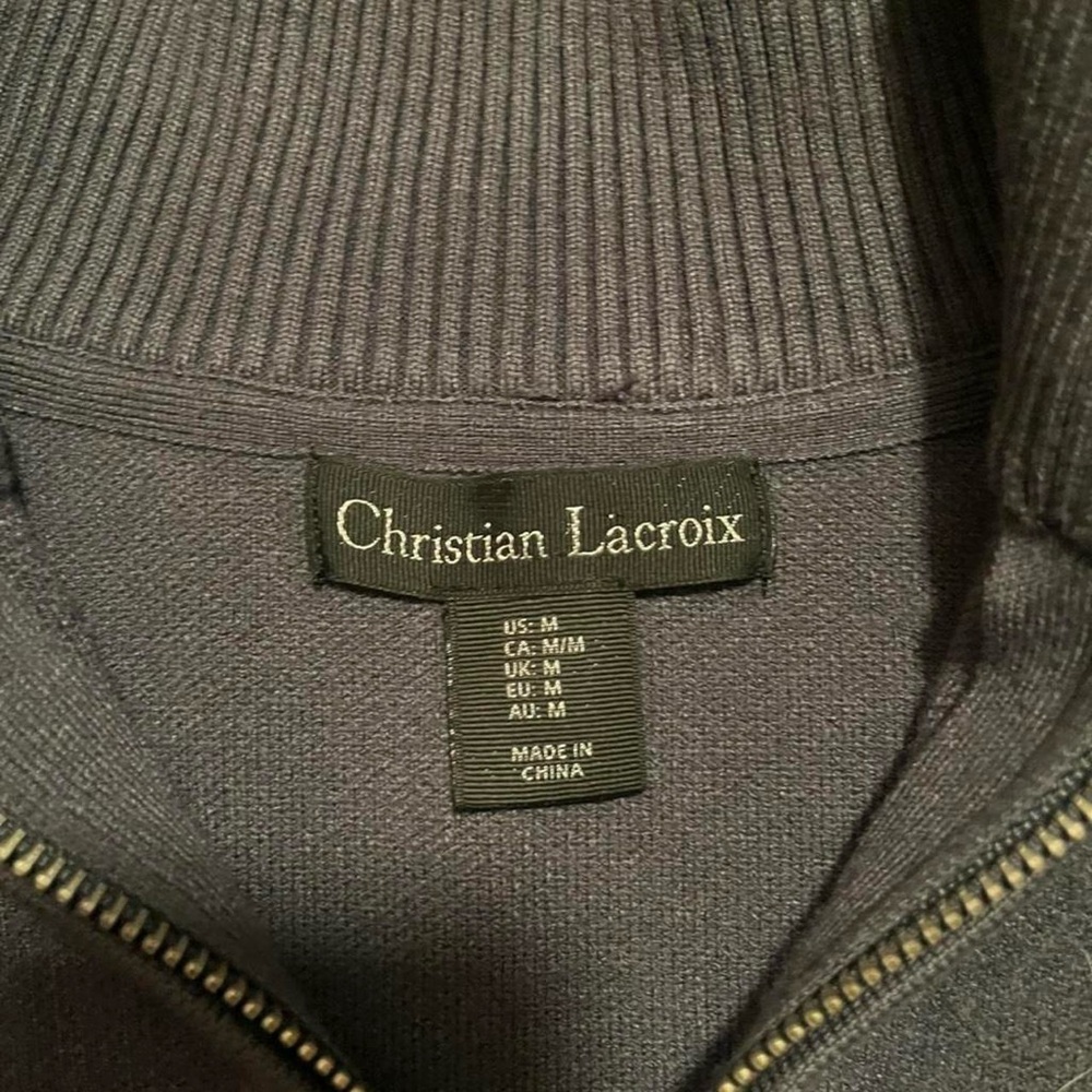 Christian Lacroix Gray Quarter Zip Sweater Men’s Medium Minimalist Pullover - Picture 4 of 4